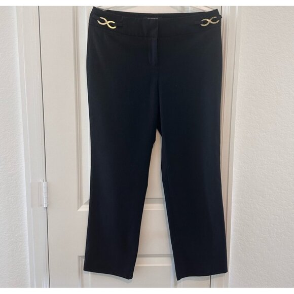 Ellen Tracy Black Cropped Dress Pants With Gold Infinity Accent Size 8P - Picture 1 of 8